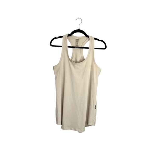ORAKI Canada BEIGE Racerback long cami cotton blend sleeveless tunic tank top M - Picture 2 of 9